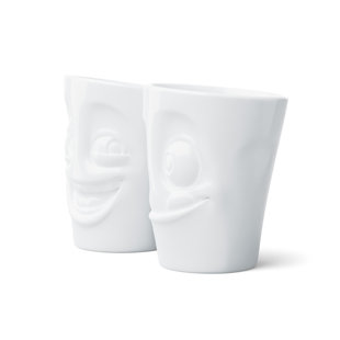 FIFTYEIGHT PRODUCTS US Coffee Mug Set No. 3, Laughing & Tasty Face (Mugs Without Handles)