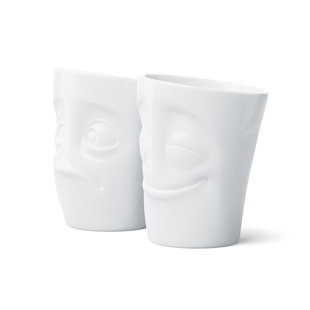 FIFTYEIGHT PRODUCTS US Coffee Mug Set No. 2, Cheery & Baffled Face (Mugs Without Handles)