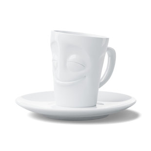 FIFTYEIGHT PRODUCTS US Espresso Cup With Saucer, Cheery Face