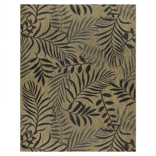Gertmenian Paseo Akimbo Chestnut Brown Botanical Leaf Indoor/Outdoor Flatweave Area Rug