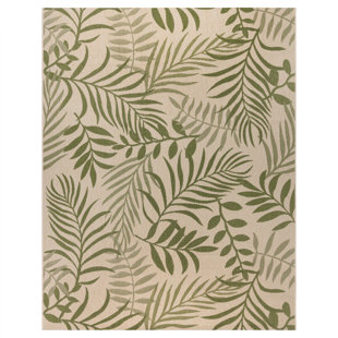 Gertmenian Paseo Akimbo Palm Green Botanical Leaf Indoor/Outdoor Flatweave Area Rug