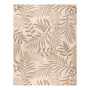 Gertmenian Paseo Akimbo Havana Light Brown Botanical Leaf Indoor/Outdoor Flatweave Area Rug