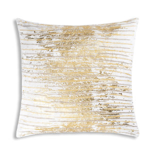 MARIE BURGOS DESIGN Verona Gold/Ivory Square Velvet Pillow Cover & Insert