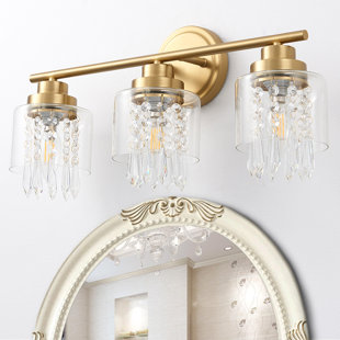 MERCER41 Remone 3 Light Bathroom Vanity Light Fixtures with Crystal Clear Glass Shade (Exclude Bulb)
