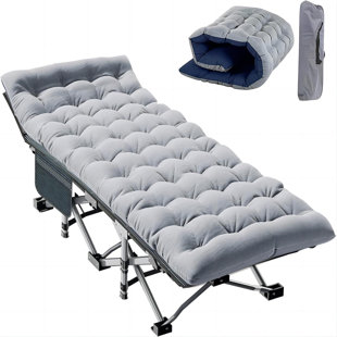 JTANGL Camping Cots,75"Folding Bed With Mattress&Carry Bag,Double Layer Oxford Strong Heavy Duty Sleeping Cots