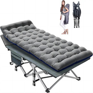 JTANGL Camping Cots,75"Folding Bed With Mattress&Carry Bag,Double Layer Oxford Strong Heavy Duty Sleeping Cots