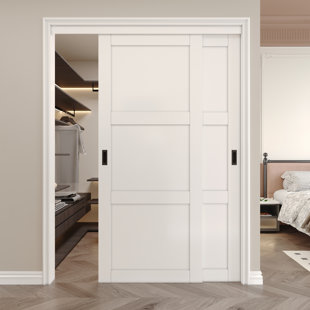 HOME WORTHY Paneled Manufactured Wood White Sliding Closet Doors