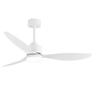 MERCER41 Loritta 52'' 3 - Blade Large Indooor Ceiling Fan With Light Kit and Remote, 3 LED Colors, 6 Speed Noiseless DC Motor, 5'' Downrod, Timer