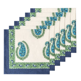 COULEUR NATURE Cotton Floral Square Napkin (Set of 6)