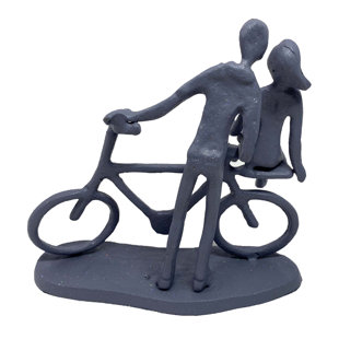 CLASSICLIVING Jax COUPLE WITH BICYCLE Iron Figurine 14cm