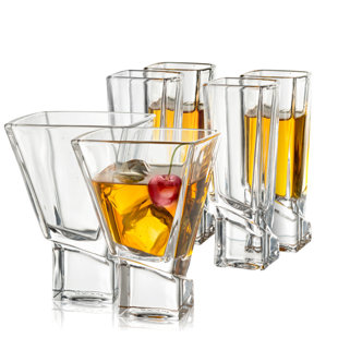 JoyJolt Carre 6 - Piece 8oz. Glass Assorted Glassware Set