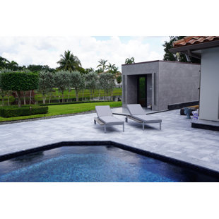 OUTSY Sunrise Outdoor Stainless Steel Chaise Lounge Set (Set of 2)