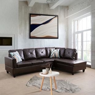 EBERN DESIGNS Amelah 2 - Piece 97" Vegan Faux Leather Sectional