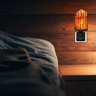 IVY BRONX Mervela Himalayan Glow Night Light Basket Salt Lamp, Lattice Style Rotatable Wall Plug
