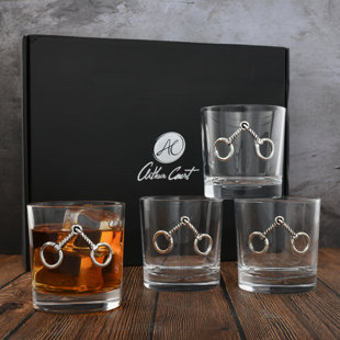 Arthur Court Designs 4 - Piece 12oz. Equestrian Bit Whiskey Glass Glassware Set