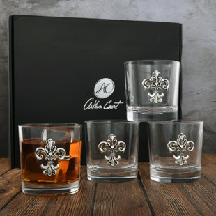 Arthur Court Designs 4 - Piece Fleur-de-Lis Whiskey Glassware Set (Set of 4)
