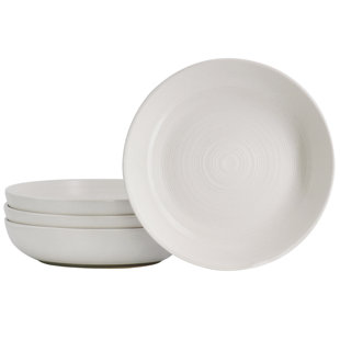 GIBSON Bee and Willow Home Milbrook 4 Piece 8.8in Dinner Bowl Set in Speckle White (Set of 4)