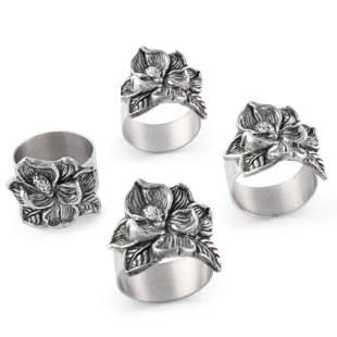ARTHUR COURT DESIGNS Magnolia Metal Napkin Ring (Set of 4)