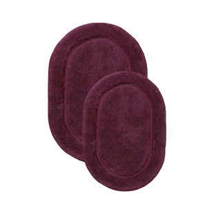 JOSS & MAIN Sandcliff Cotton Non-Skid Machine Washable 2 Piece Oval Bathroom Rug Set