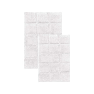JOSS & MAIN Sandcliff Checkered Cotton Non-Skid Machine Washable 2 Piece Bathroom Rug Set