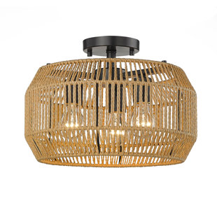 ROSECLIFF HEIGHTS Besmir Rattan Semi Flush Mount