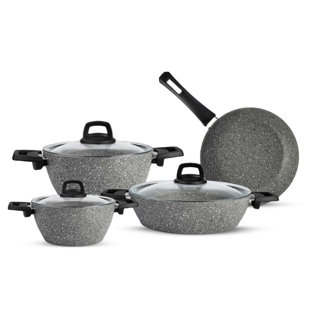 Karaca Gris Biogranite 7-Piece Non-Stick Cookware Set, Grey