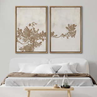 IDEA4WALL Abstract Botanical " Abstract Minimalist Duotone Tree Leaf Modern Wall Art Neutral Room Decor " 2 - Pieces