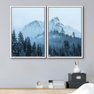 IDEA4WALL " Winter Arctic Snow Mountain Forest Nature Landscape Print Decor " 2 - Pieces
