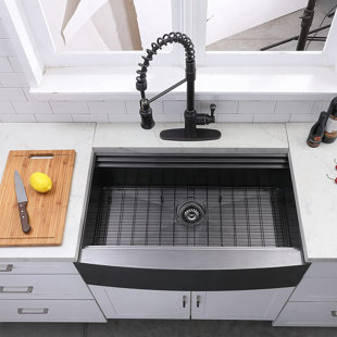 HOTIS 33'' L Farmhouse / Apron Single Bowl Stainless Steel Kitchen Sink