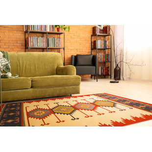 EORC Keysari Kilim Stylish and Durable Southwestern Classic Hand Knotted Multicolor Geometric Pattern Wool Area Rugs