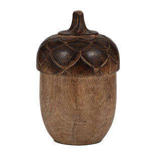 MILLWOOD PINES Wood, 7" Carved Acorn, Natural, Round