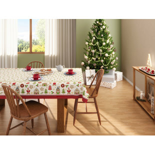 THE HOLIDAY AISLE® Jerritt Floral Christmas Cotton Tablecloth