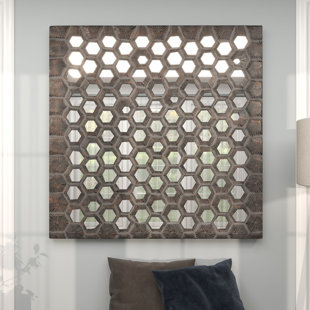 ORREN ELLIS Wooden Handmade Inspired Coral Gray Wall Decor with Mirror Backing