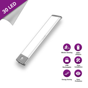 LEPOTEC 8.03Inch 30 LED Cool Wireless Rechargeable Motion Sensor Cabinet Light (Set of 2)