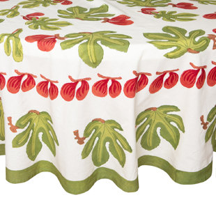 COULEUR NATURE Fig Red/Green/White Tablecloth - Round