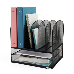 SAFCO PRODUCTS COMPANY Onyx Mesh Desktop Organizer With Two Trays And Six Upright Sections