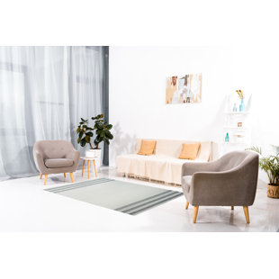 EORC Hand-Knotted Rectangle 6' x 9' Wool Area Rug in White