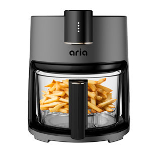 ARIA AIR FRYERS Aria 3.8 Qt. Air Fryer Toxin-Free Durable Glass Design and 6-In-1 Cooking Presets