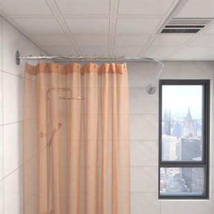 MOOJ L-Shaped Drill / Screw Shower Curtain Rod