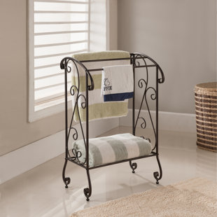 INROOM DESIGNS Free Standing Towel Stand with Storage Shelf