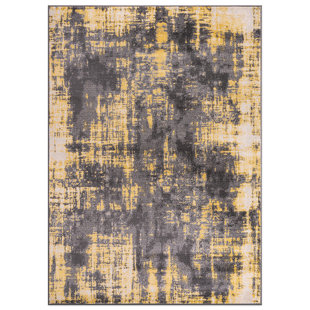 WORLD RUG GALLERY Fulton Abstract Yellow/Ivory/Gray Area Rug