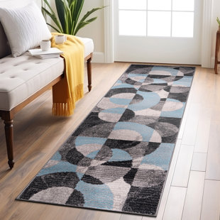 TRENT AUSTIN DESIGN® Rambo Geometric Blue/Ivory/Gray Area Rug