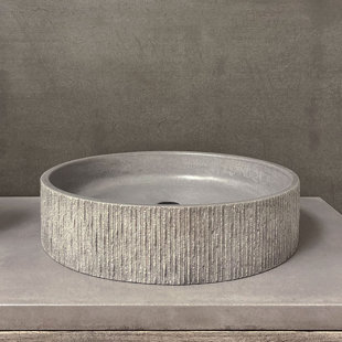 TRUEFORM CONCRETE Groov 16 Inch Round Vessel Sink - Center Drain - Designed by CLODAGH