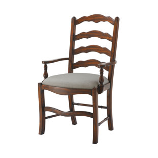 THEODORE ALEXANDER Castle Bromwich Evening Ladder Back Arm Chair in Draper Performance/Brown (Set of 2)