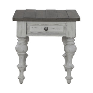 ROSALIND WHEELER Brilie 1 Drawer End Table - White and Brown