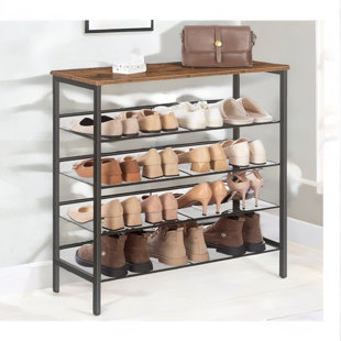 BOROUGH WHARF 15 Pair Shoe Rack 5 Tier Industrial Rustic Brown Hallway Furniture