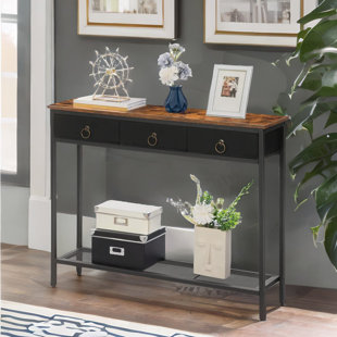 BOROUGH WHARF Cavedon 100Cm Console Table With Fabric Drawers Industrial Hallway