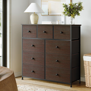 EBERN DESIGNS Ojaswi 9 Dresser, Chest of Drawers with Wide 39'', Easy-Pull Fabric & Wood Dressers with Top