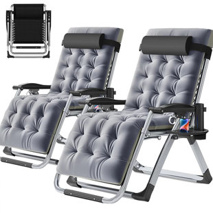 JTANGL Zero Gravity Chair, Foldable Lawn Recliner with Cushion, Headrest, Cup Holder