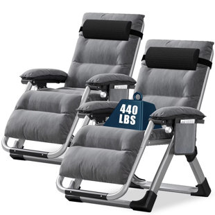 JTANGL 2 Pack Zero Gravity Chair, Padded Adjustable Reclining Lounge Chair with Cup Holder,Supports 440lbs